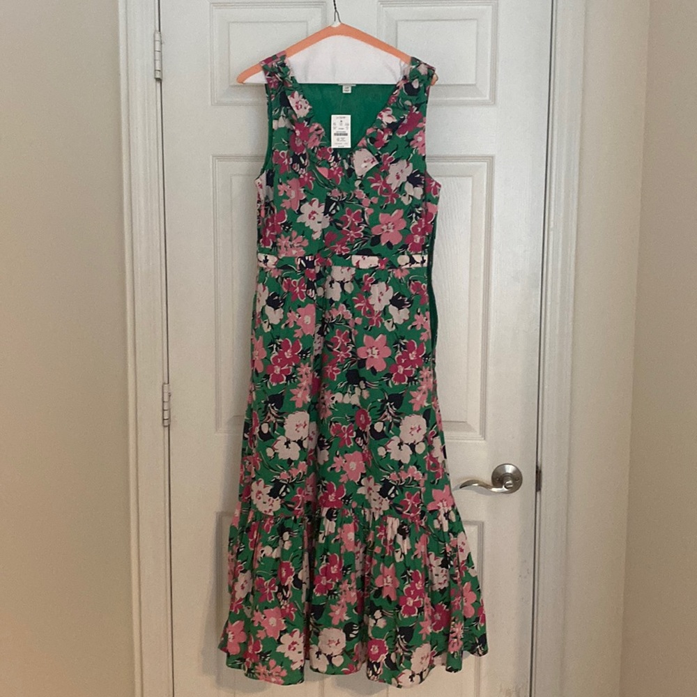 NWT J Crew Factory Floral Ruffle MIDI Dress